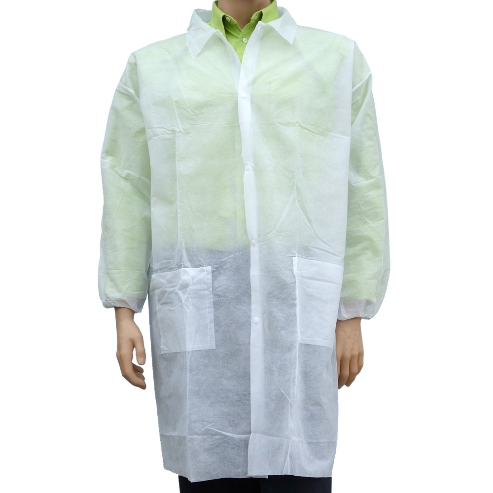 Lab Coat Front Snap Elast Wrist 2Pocket 3XL WHT SPP 1/BG 50/CS