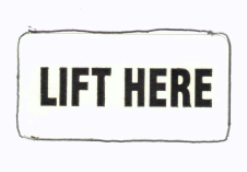 Label 1x2 "Lift Here" Day Glo Yellow w/Black 500/RL