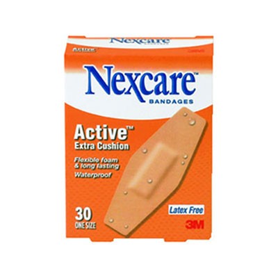 Nexcare Active Extra Cushion Flexible Foam Bandages, 1 1/16x3, Adhesive