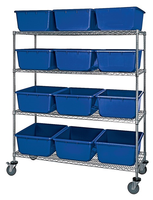 Mobile Wire Shelving System 60" x 24" x 69" Blue