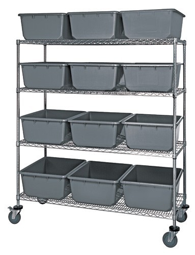 Mobile Wire Shelving System 60" x 24" x 69" Gray