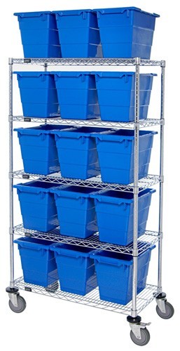 Mobile Wire Shelving System 36" x 18" x 69" Blue