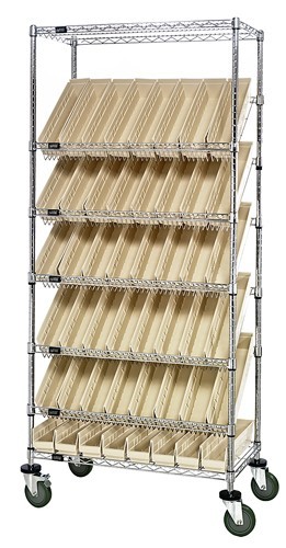 Slanted Shelving Unit 18" x 48" x 74" Ivory