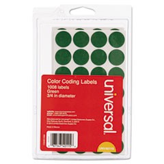 Label 0.75" Dia Round Removable Green 28/Sheet 36/PKG