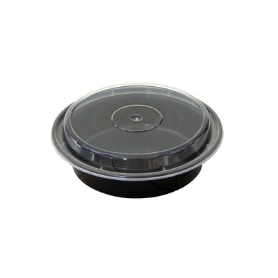 VERSAtainers, 1-Comp, Black/Clear, 24oz, 7"dia
