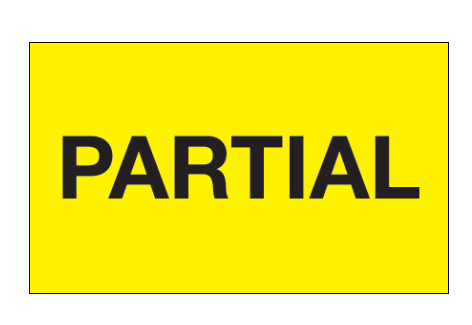 Label 3x5 "Partial" Fluorescent Yellow 500/RL