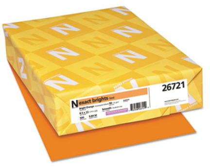 Paper Copy 8.5x11 20# Bright Orange 500/RM 10/CS