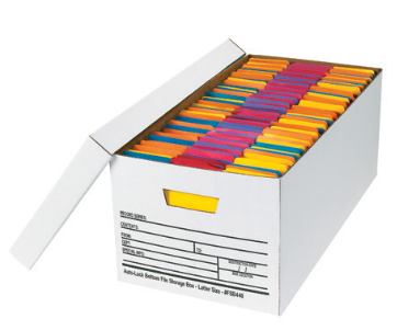 24x12x10 Record Storage Box W/Lid #3 White 12/BDL