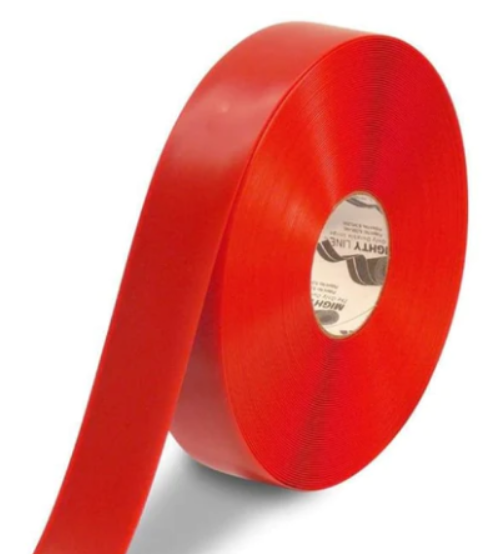 Tape Aisle Marking 2x100' Red Heavy Duty 50Mil Mighty Line Beveled