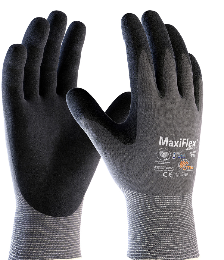 Glove Micro Foam Black/Gray Nitrile Coated Grip Palm&Finger Large 12/DZ/PR