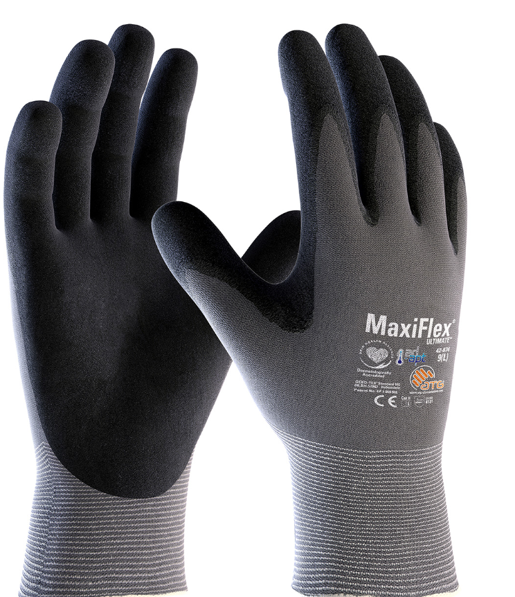 Glove Micro Foam Black/Gray Nitrile Coated Grip Palm&Finger Medium 12/DZ/PR