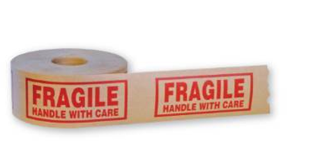 Tape Reinforced Paper 3x450' Kraft Water Activated"Fragile Handle With Care