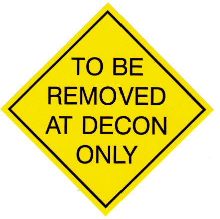 Label 2.75x2.75 "To Be Removed at Decon" 500/RL