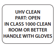 Label CR 1x0.75 "UHV Clean Part" Black on White Perf 1M/RL