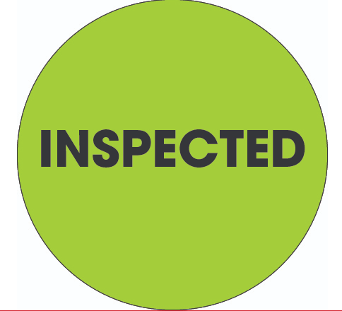 Label 2" Circle "INSPECTED" Flourescent Green 500/RL