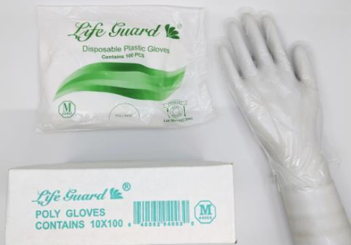 Glove Poly Disposable Clear Medium 10/10/100/CS