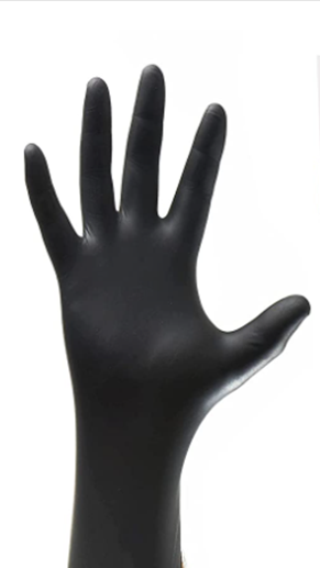 Glove Nitrile Medium PF Black 100/BX 10/CS