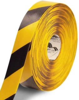 Tape Aisle Marking 2x100' Yellow/Black Heavy Duty 50Mil Mighty Line Bev
