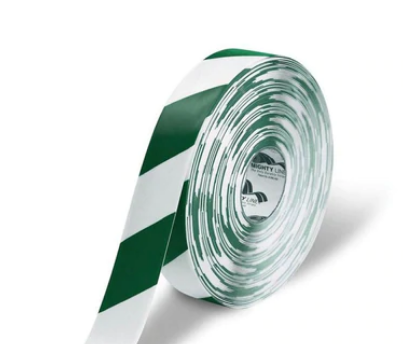 Tape Aisle Marking 2x100' White/Green Heavy Duty 50Mil Mighty Line Bevel