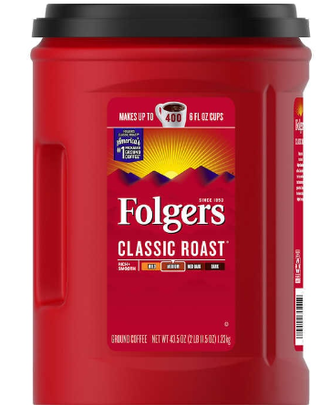 Coffee Folgers Classic Ground Medium Roast 43.5. Canister