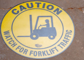 Tape "Caution Watch For Forklift Traffic" Yellow 12" Circle