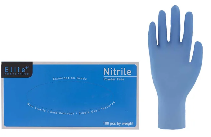 Glove Nitrile 5Mil Exam Grade Elite Brand Blue Large 100/BX 10/CS