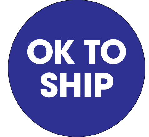 Label 2" Circle "OK TO SHIP" Blue 500/RL