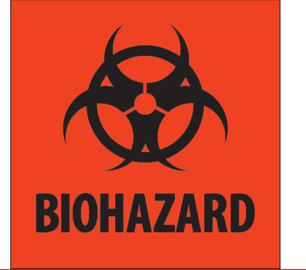 Label 2x2 Biohazard Fluorescent Red 500/RL