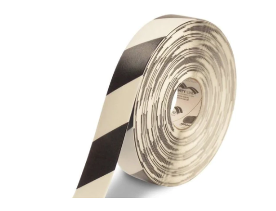 Tape Aisle Marking 2x100' Black/White Heavy Duty 50Mil Mighty Line Bevel