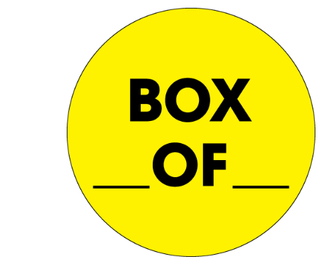 Label Circle 2" Dia " Box _of _" Fluorescent Yellow 500/RL