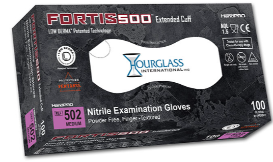 Glove Nitrile Fortis 10.5" Low Derma Exam Medium Black 100/BG 10/CS