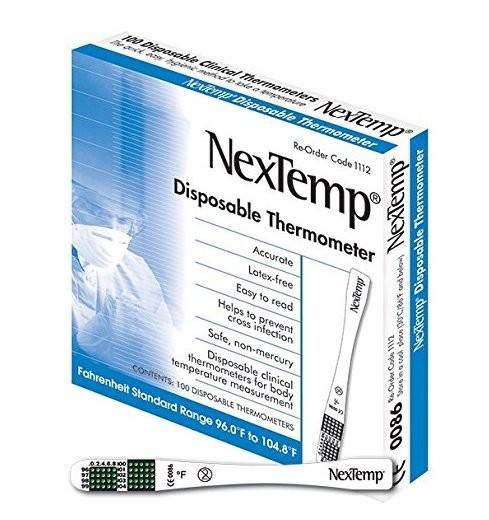 Thermometer Oral NexTemp Sterile Disposable 100/BX 20/CS