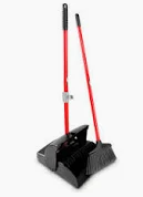 Dust Pan and Broom Set Black 12" Wide Pan