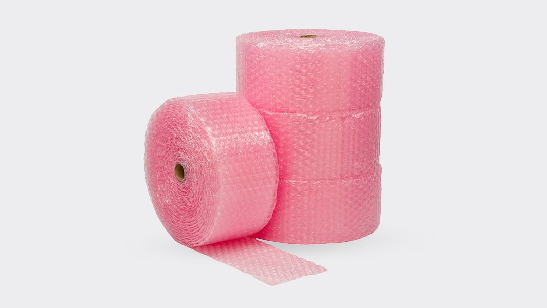 Anti-Static Large Bubble - 1/2", Pink, Perforated