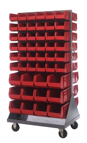 Mobile Louvered Rack 36" x 25" x 72" Red