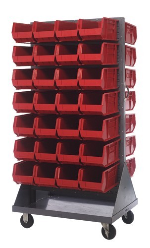 Mobile Louvered Rack 36" x 25" x 72" Red