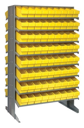 Sloped shelving systems with super tuff euro drawers 24" x 36" x 60" Yellow