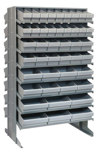 Sloped shelving systems with super tuff euro drawers 24" x 36" x 60" Gray