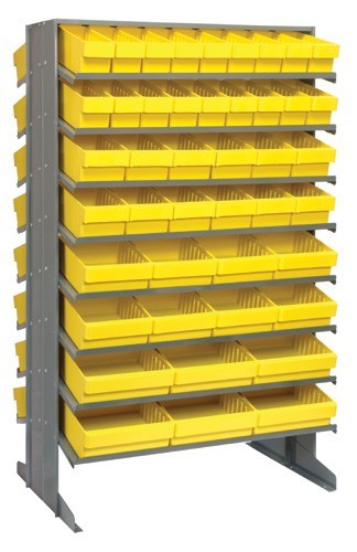 Sloped shelving systems with super tuff euro drawers 24" x 36" x 60" Yellow