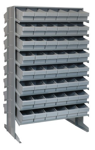 Sloped shelving systems with super tuff euro drawers 24" x 36" x 60" Gray