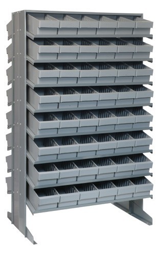 Sloped shelving systems with super tuff euro drawers 24" x 36" x 60" Gray