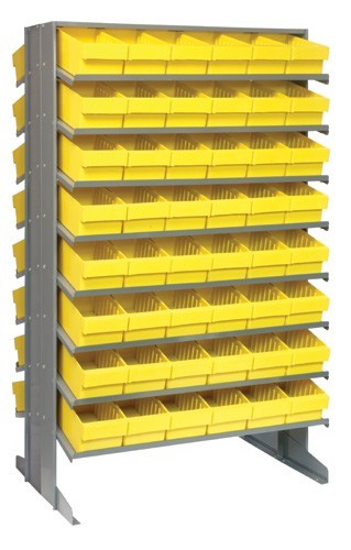 Sloped shelving systems with super tuff euro drawers 24" x 36" x 60" Yellow