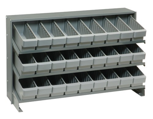 Sloped shelving systems with super tuff euro drawers 12" x 36" x 21" Gray
