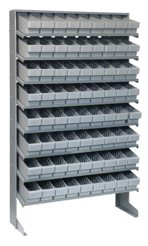 Sloped shelving systems with super tuff euro drawers 12" x 36" x 60" Gray