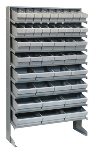 Sloped shelving systems with super tuff euro drawers 12" x 36" x 60" Gray