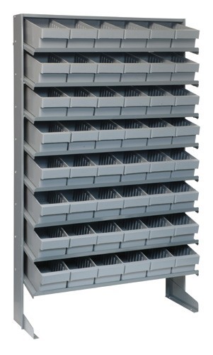 Sloped shelving systems with super tuff euro drawers 12" x 36" x 60" Gray