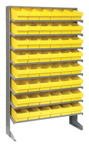 Sloped shelving systems with super tuff euro drawers 12" x 36" x 60" Yellow