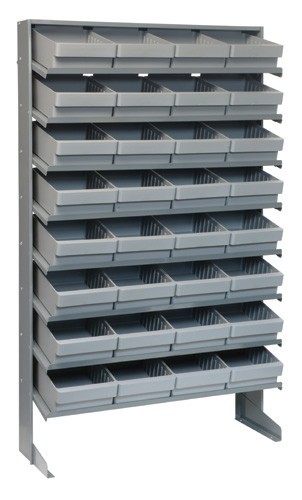 Sloped shelving systems with super tuff euro drawers 12" x 36" x 60" Gray