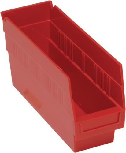 STORE-MORE 6'' Shelf Bin 11-5/8" x 4-1/8" x 6" Red