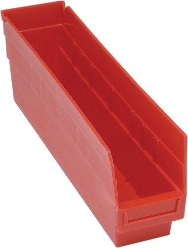 STORE-MORE 6'' Shelf Bin 17-7/8" x 4-1/8" x 6" Red